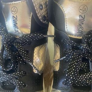 Zumba Fitness Black and Gold Metallic Dance Sneakers